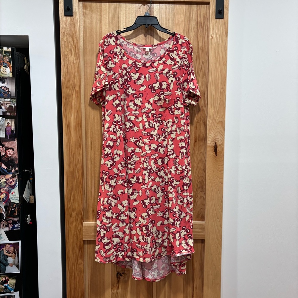 LuLaRoe Red Flutter Sleeve Tiered Sundress